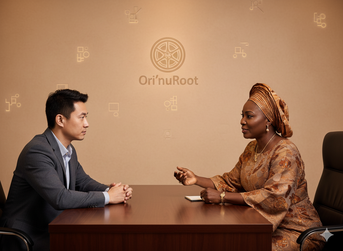 Career and business consultation with a Yoruba consultant advising a client